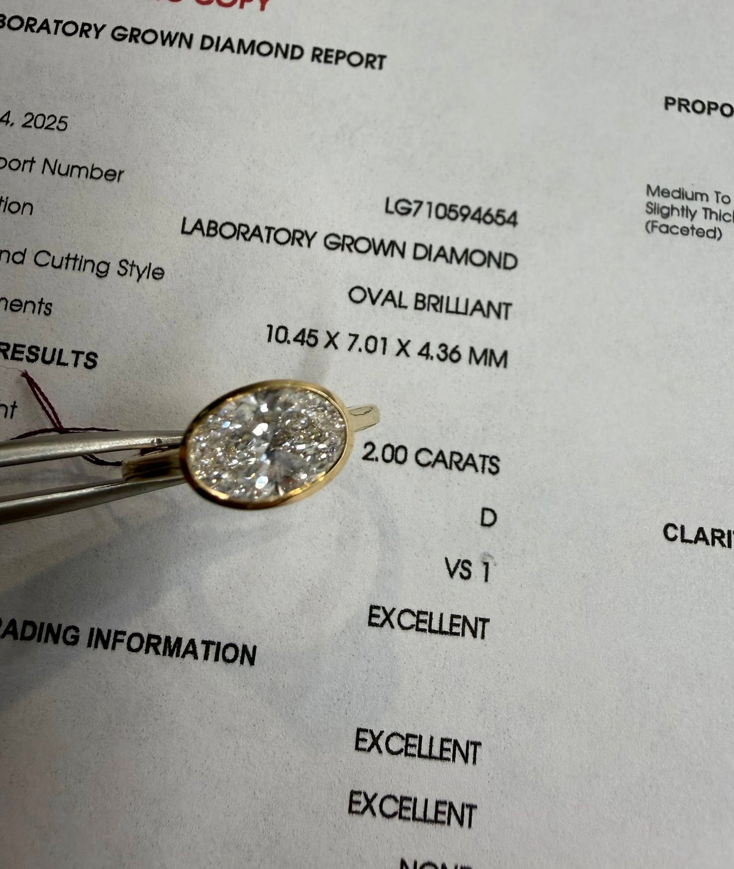 14KY 2.00ct East/West Set Bezel Lab grown Diamond Engagement Ring