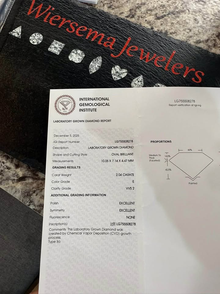 14KY 2.04ct Oval Lab Grown Diamond Engagement Ring