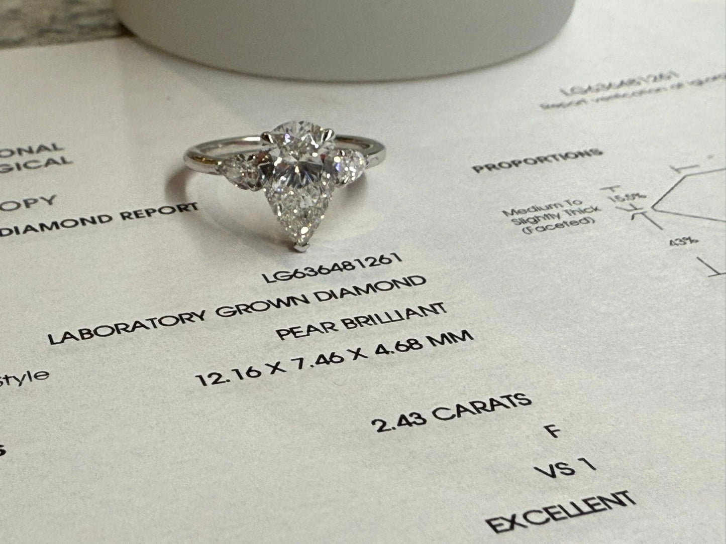 14KW 3-Stone Pear Diamond Engagement Ring