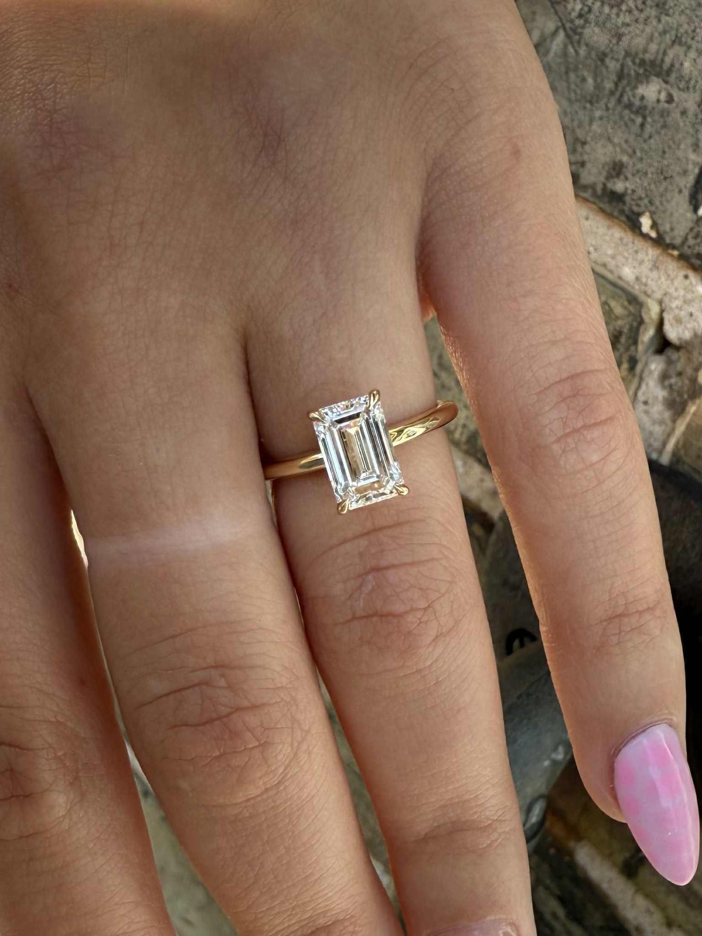 14KY 2.03ct Emerald Cut Lab Grown Diamond Engagement Ring
