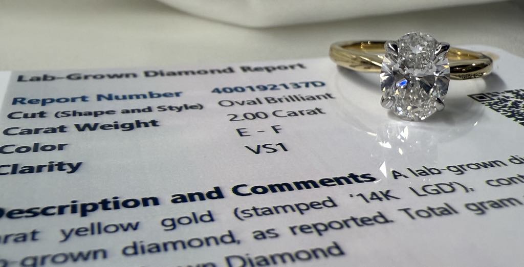 14KY 2ct Oval Lab Grown Diamond Engagement Ring