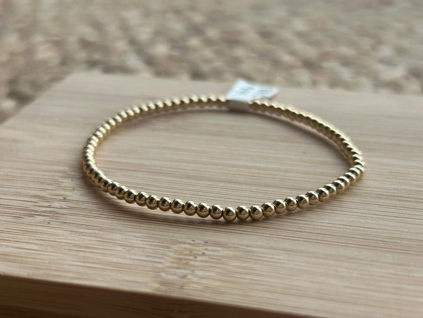 2mm Gold Stretch Bead Bracelet