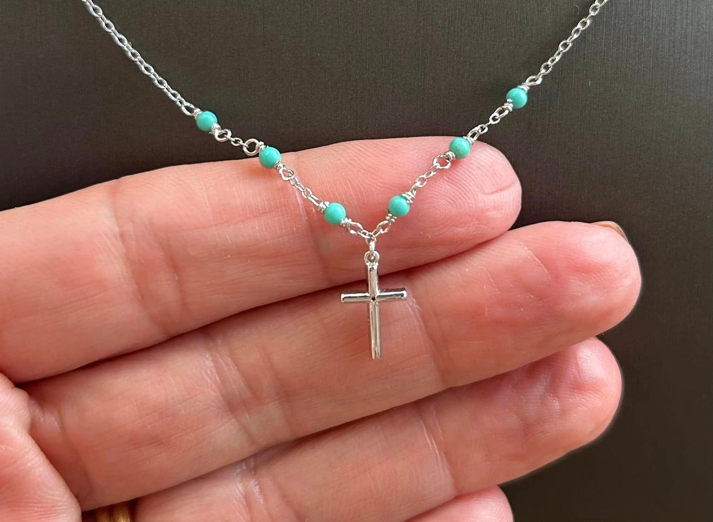 Sterling Silver and Synthetic Turquoise Necklace