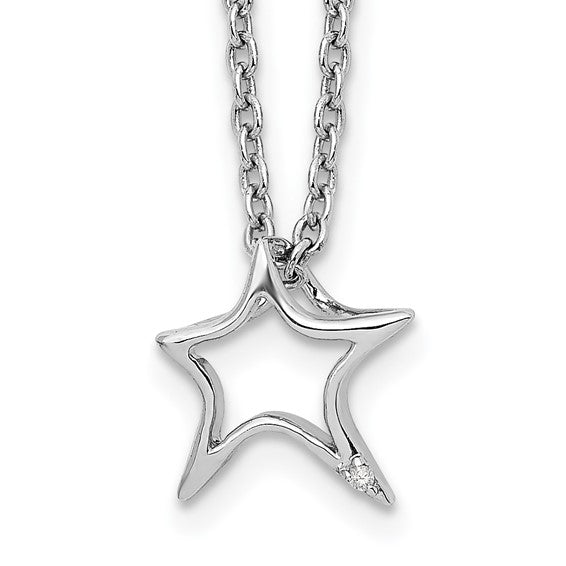 Sterling Silver Diamond Star Necklace