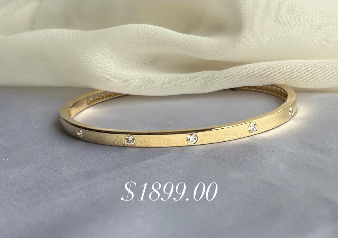 Bangle Bracelet - 14KY and Diamond