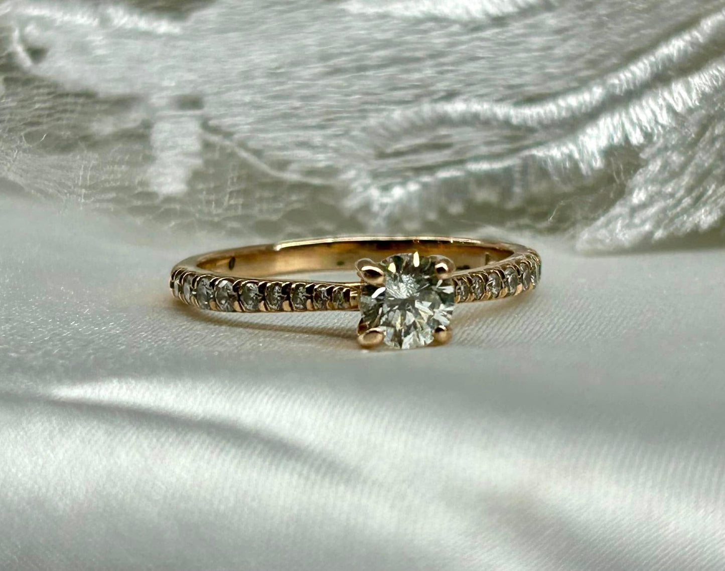 14KR Gold Diamond Engagement Ring featuring a .48ct Round Brilliant Cut Diamond.