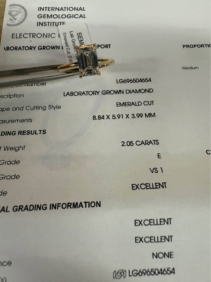 Diamond Engagement Ring 2.05ct Emerald Cut - Lab Grown Diamond