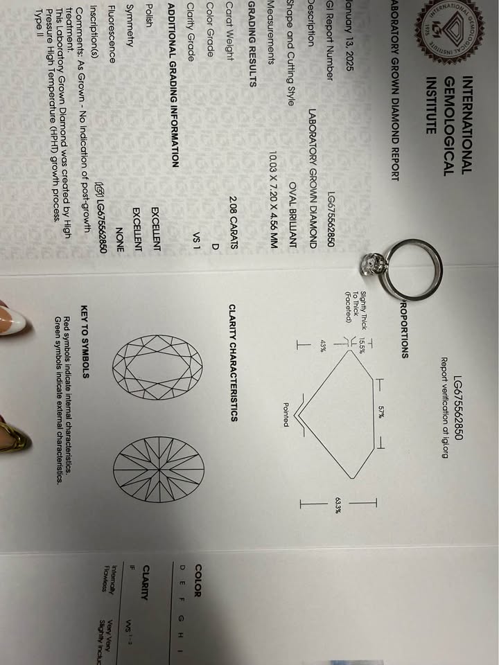 14KW 2.08ct Oval Lab Grown Diamond Engagement Ring