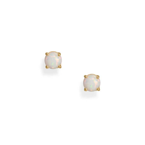Gold Plated Synthetic Opal Stud Earrings