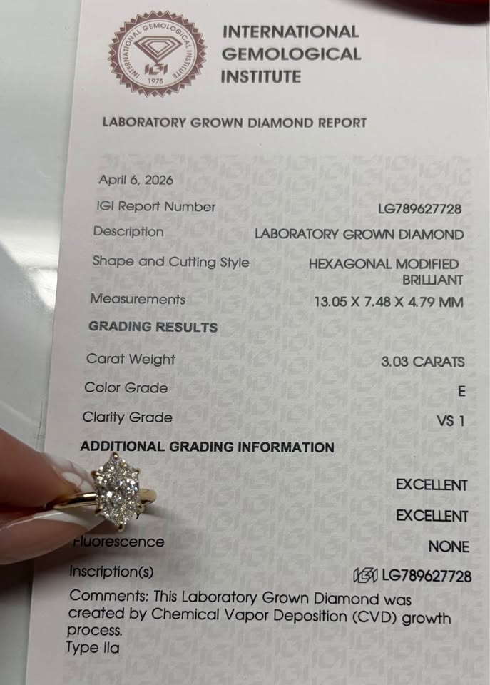 14KY 3.03ct Dutch Marquise Lab Grown Diamond Engagement Ring