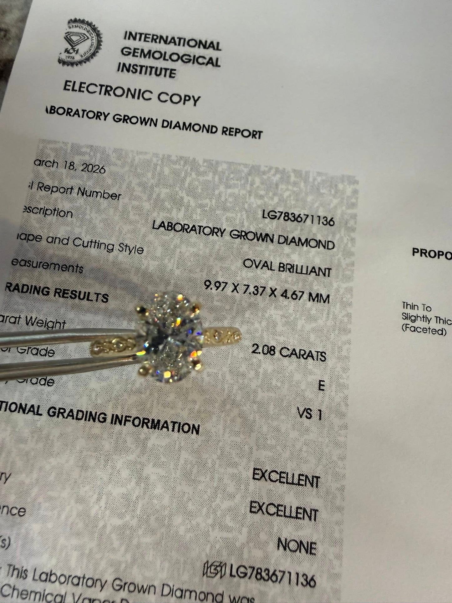 10KY 2.08ct Lab Grown Diamond Engagement Ring
