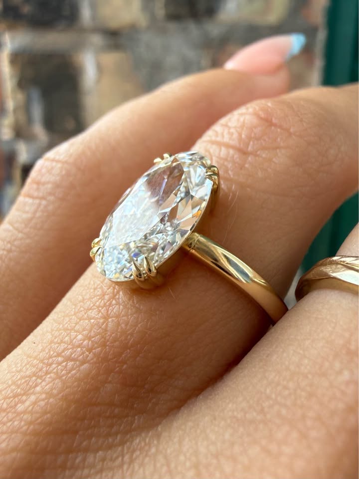 14KY 3.05ct Moval Lab Grown Diamond Engagement Ring