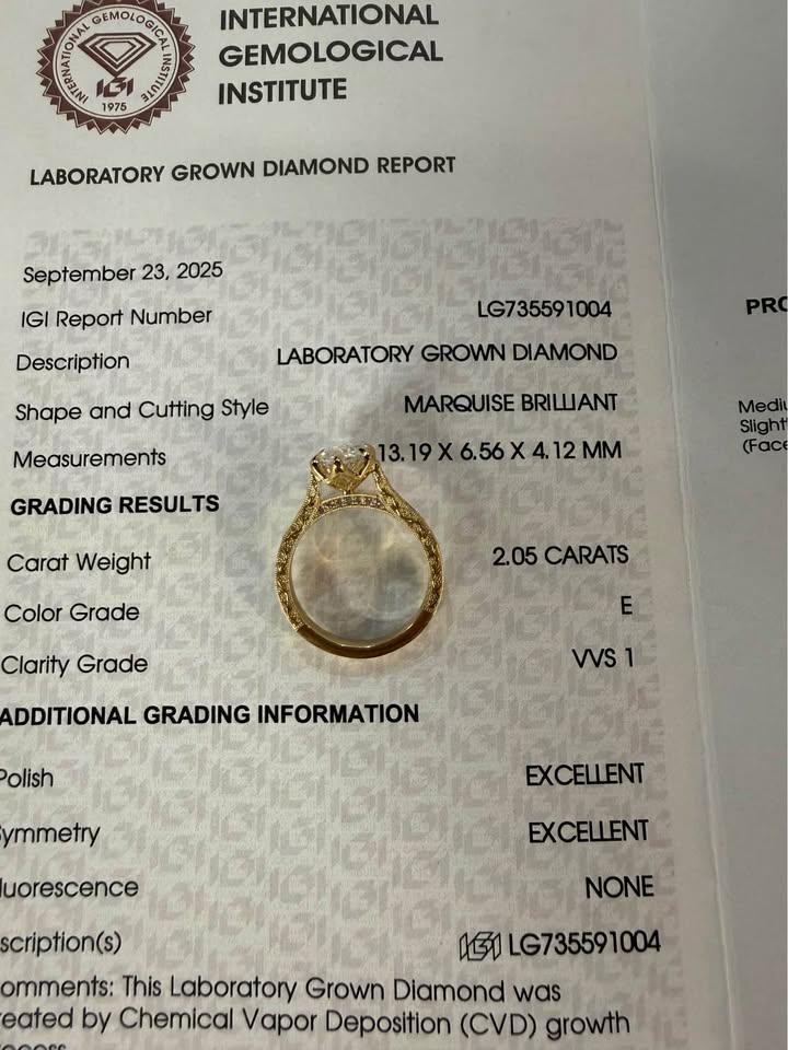14KY 2.05ct Marquise Lab Grown Diamond Custom Engagement Ring