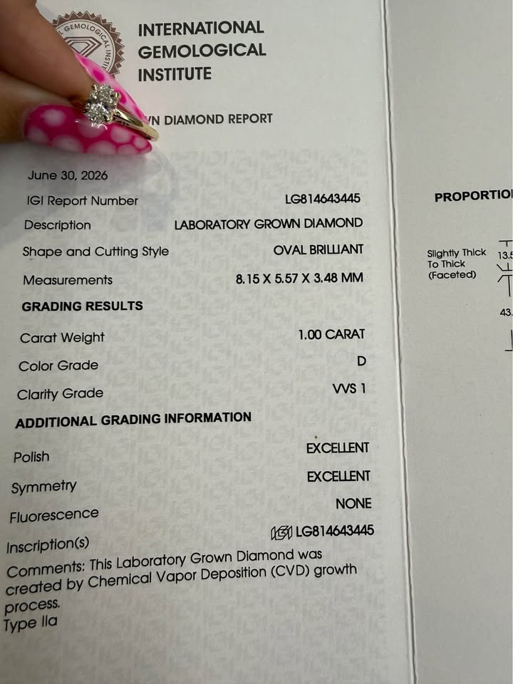 10KY 1.00ct Oval Lab Grown Diamond Engagement Ring
