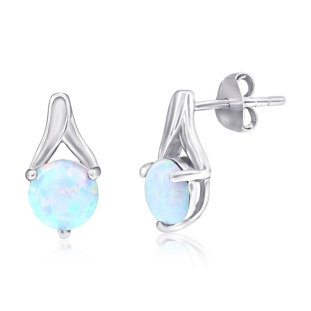 Sterling Silver and Opal Earrings