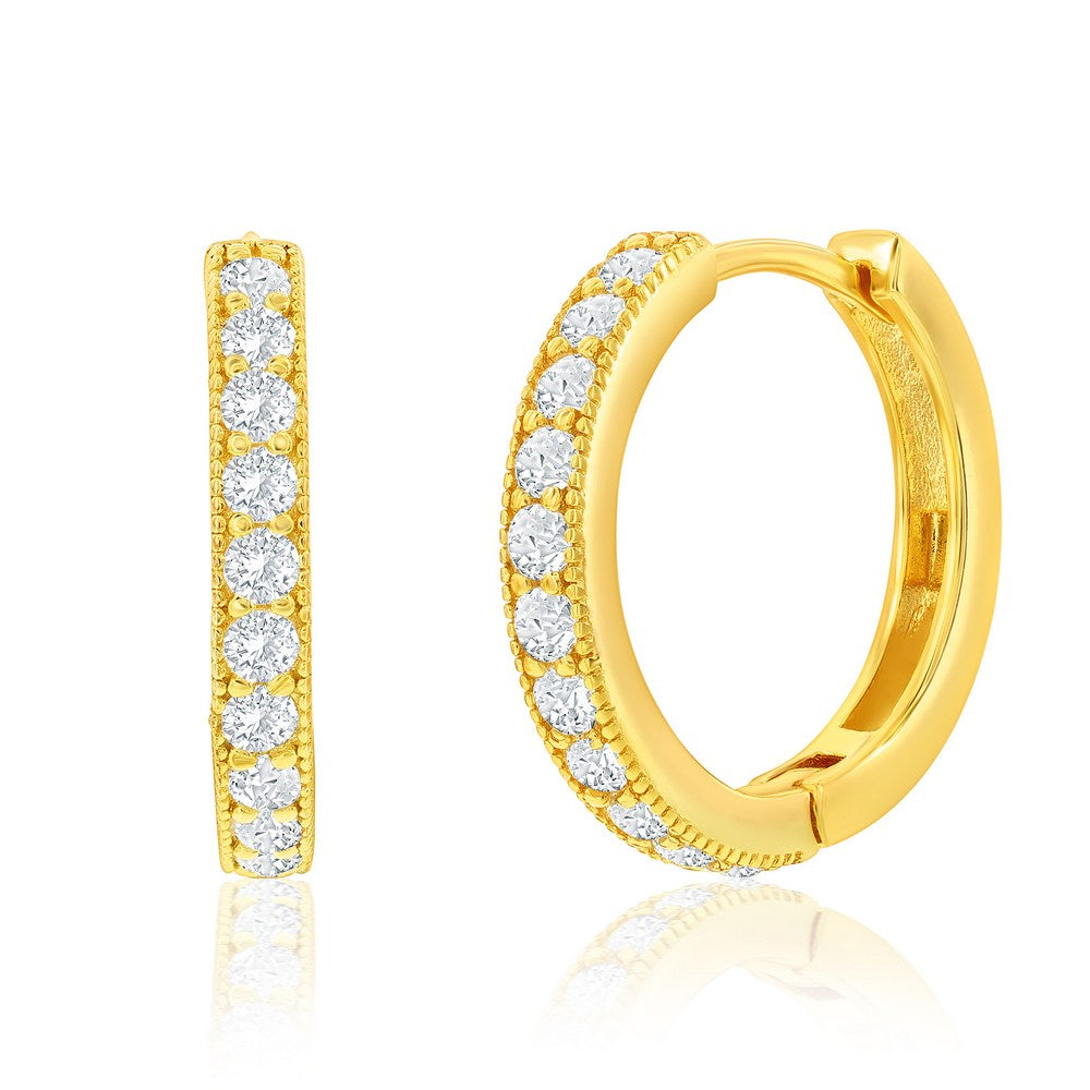 19mm CZ Hoop Earrings - Gold Plated & Sterling Silver
