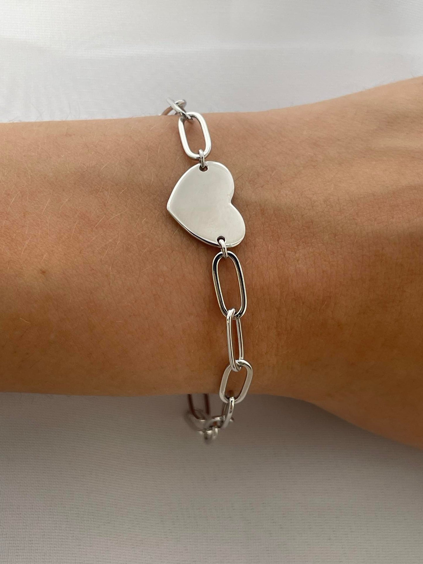 Polished Heart Paperclip Bracelet