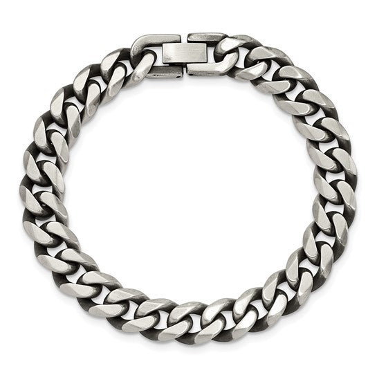 Mens Chisel Stainless Steel Antiqued and Brushed Curb Bracelet