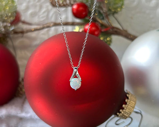 Sterling Silver Opal 16-18” Necklace