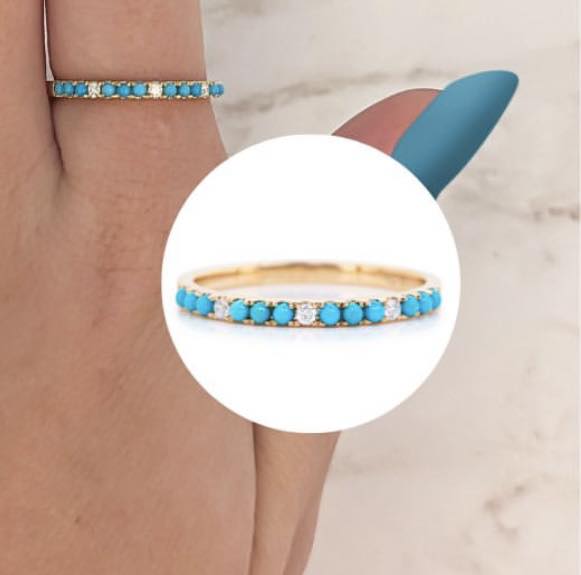 14KY Turquoise and Diamond Ring