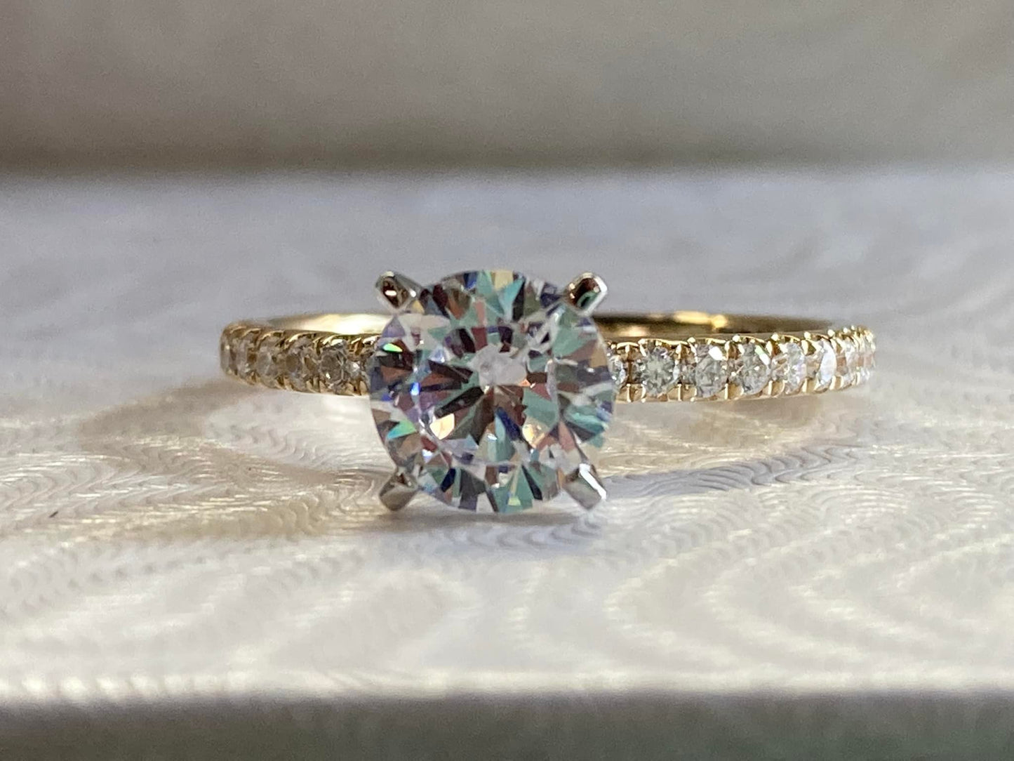 14KY 1/4ct Diamond Ring - 1ct Round main Diamond.