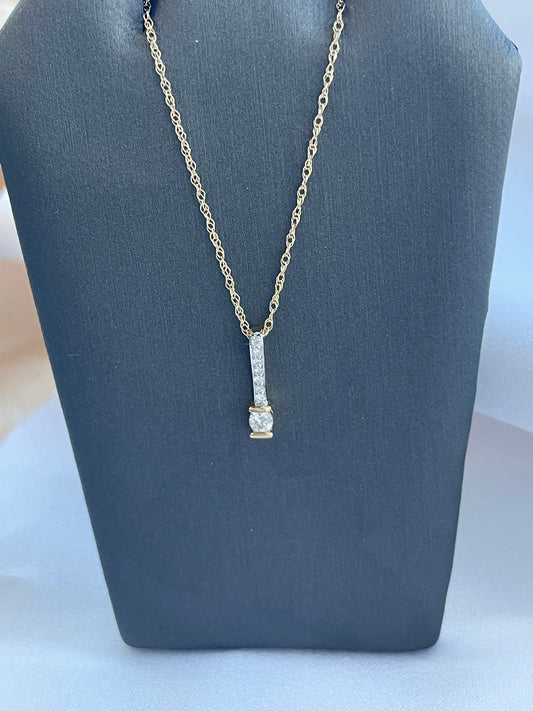 Diamond Vertical Bar Drop Necklace