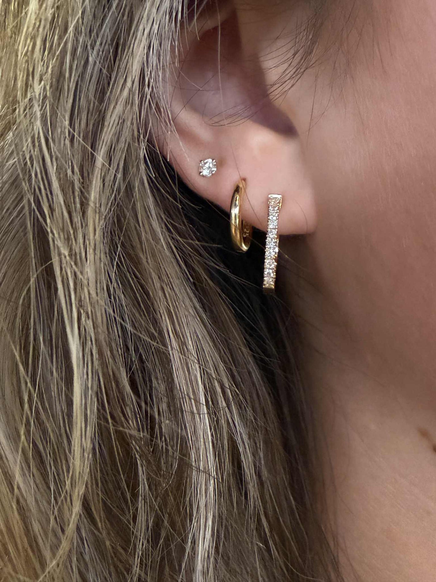 14KY 0.46ct Inside Out Natural Diamond Hoops