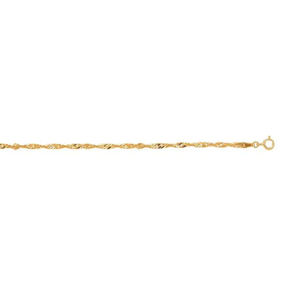 10KY 7in 2.2mm Singapore Bracelet
