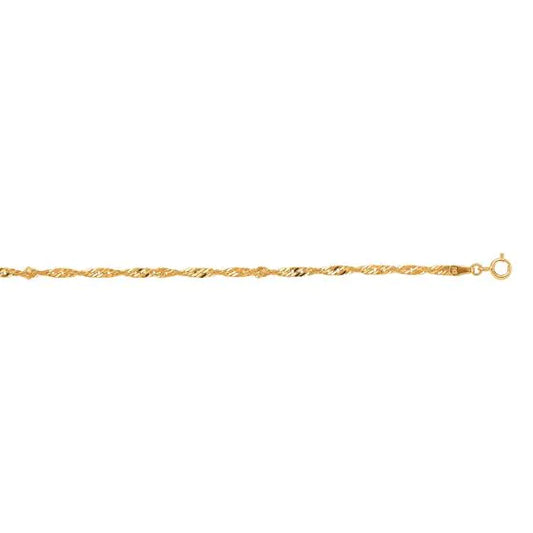 10KY 7in 2.2mm Singapore Bracelet