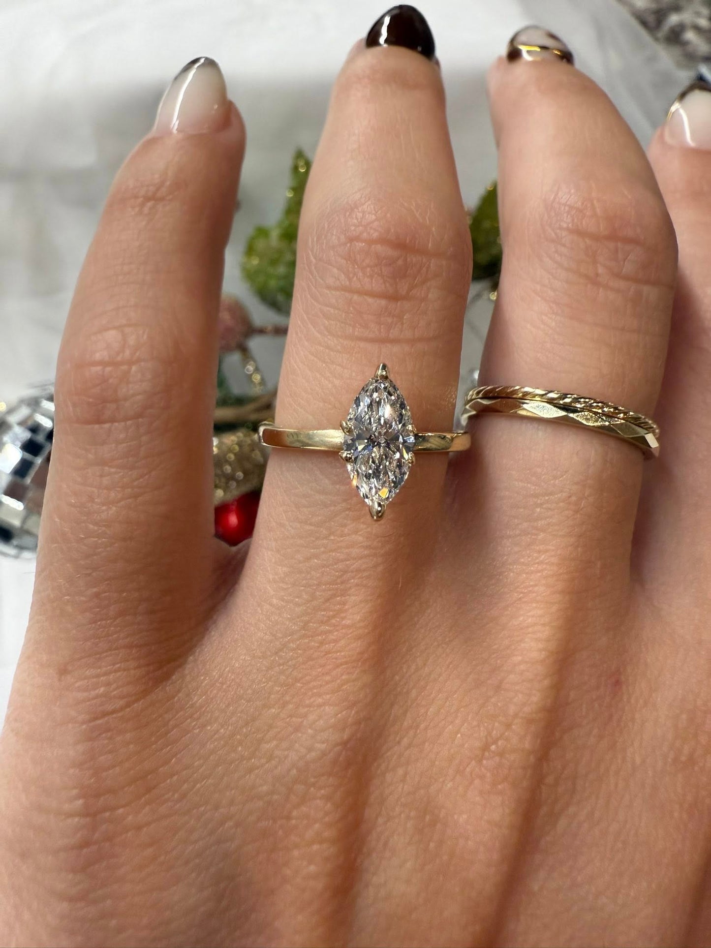 10KY 1.03ct Marquise Lab grown Diamond Engagement Ring