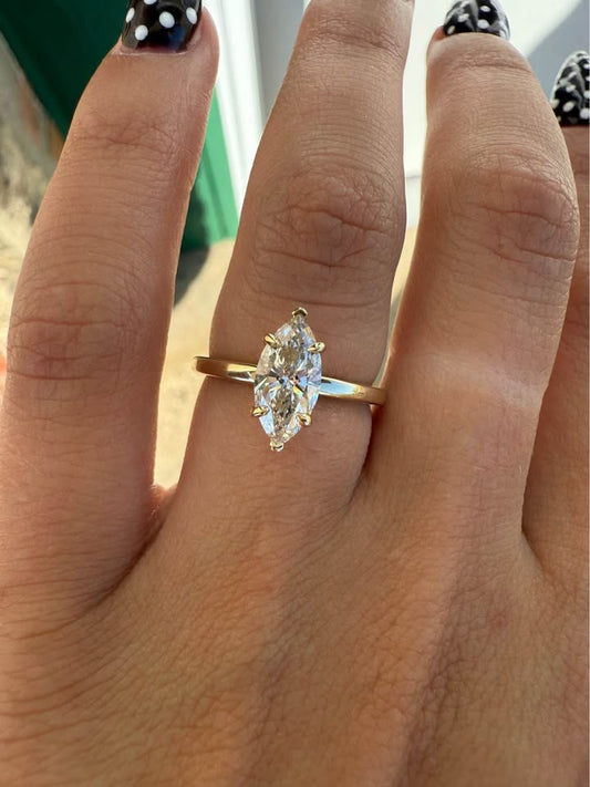14KY 1.04ct Marquise Lab Grown Diamond Engagement Ring