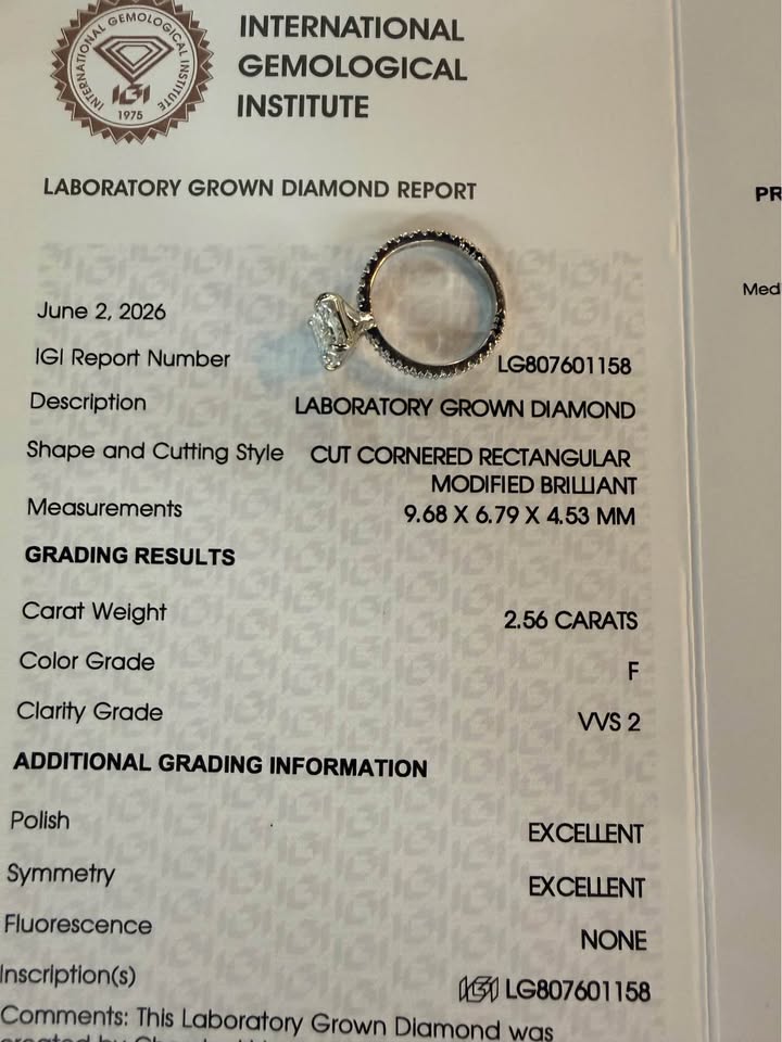 14KW 2.56ct Radiant Cut Lab Grown Diamond Engagement Ring with Hidden Accents