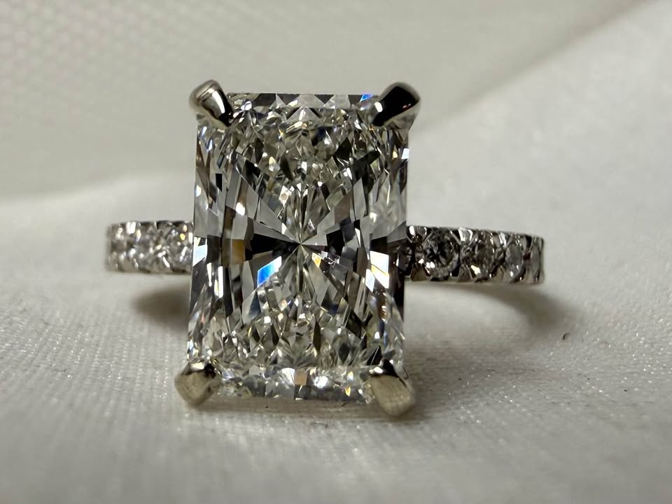 14KW 2.56ct Radiant Cut Lab Grown Diamond Engagement Ring with Hidden Accents