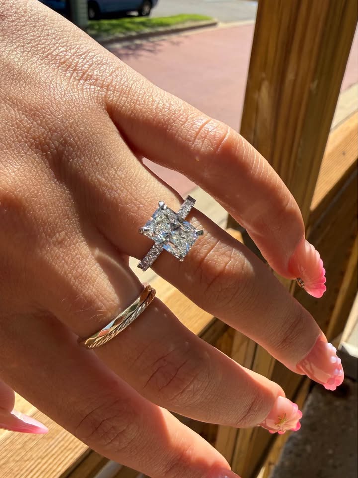 14KW 2.56ct Radiant Cut Lab Grown Diamond Engagement Ring with Hidden Accents