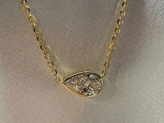 14KY 1.08ct Pear Lab Grown Pendant Necklace