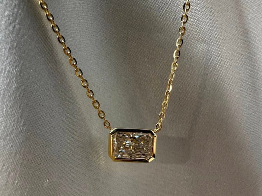 14KY 1.26 Radiant Cut Lab Grown Pendant Necklace