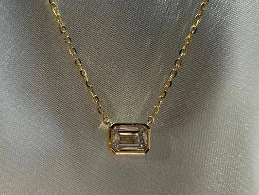 14KY 1.62 Emerald Cut Lab Grown Pendant Necklace