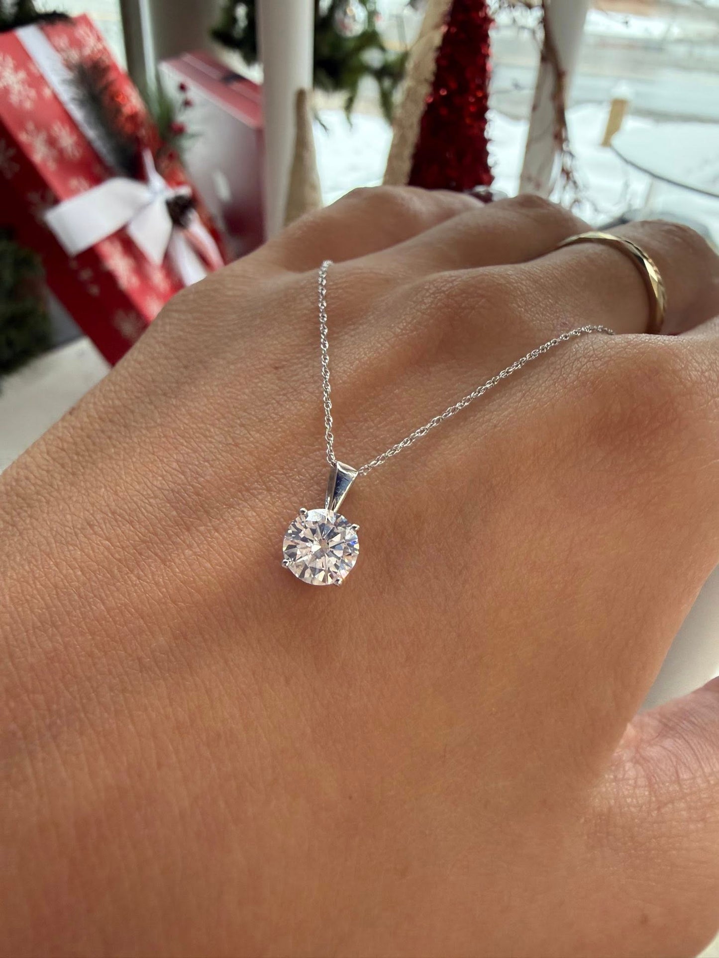 14KY and 14KW 1ct Round Lab Grown Diamond Solitaire Pendants