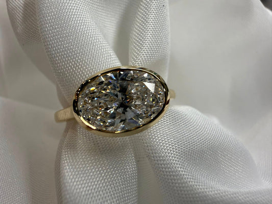 14KY 2.00ct East/West Set Bezel Lab grown Diamond Engagement Ring