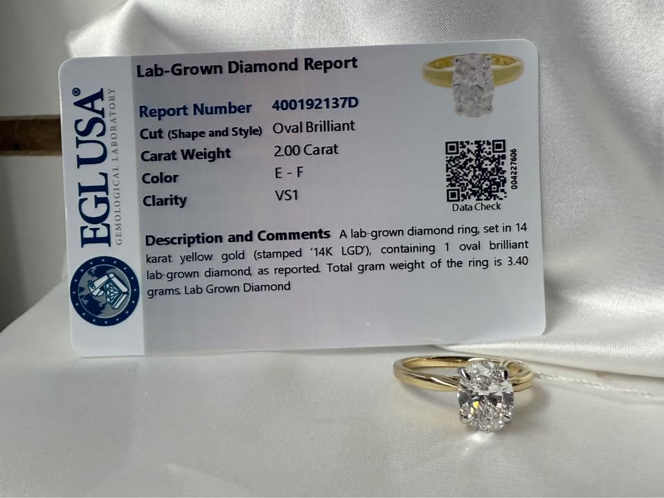 14KY 2.00ctw Oval Lab Grown Diamond Engagement Ring