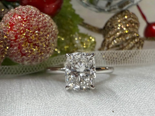14KW 2.08ct Cushion Cut Lab Grown Diamond Engagement Ring