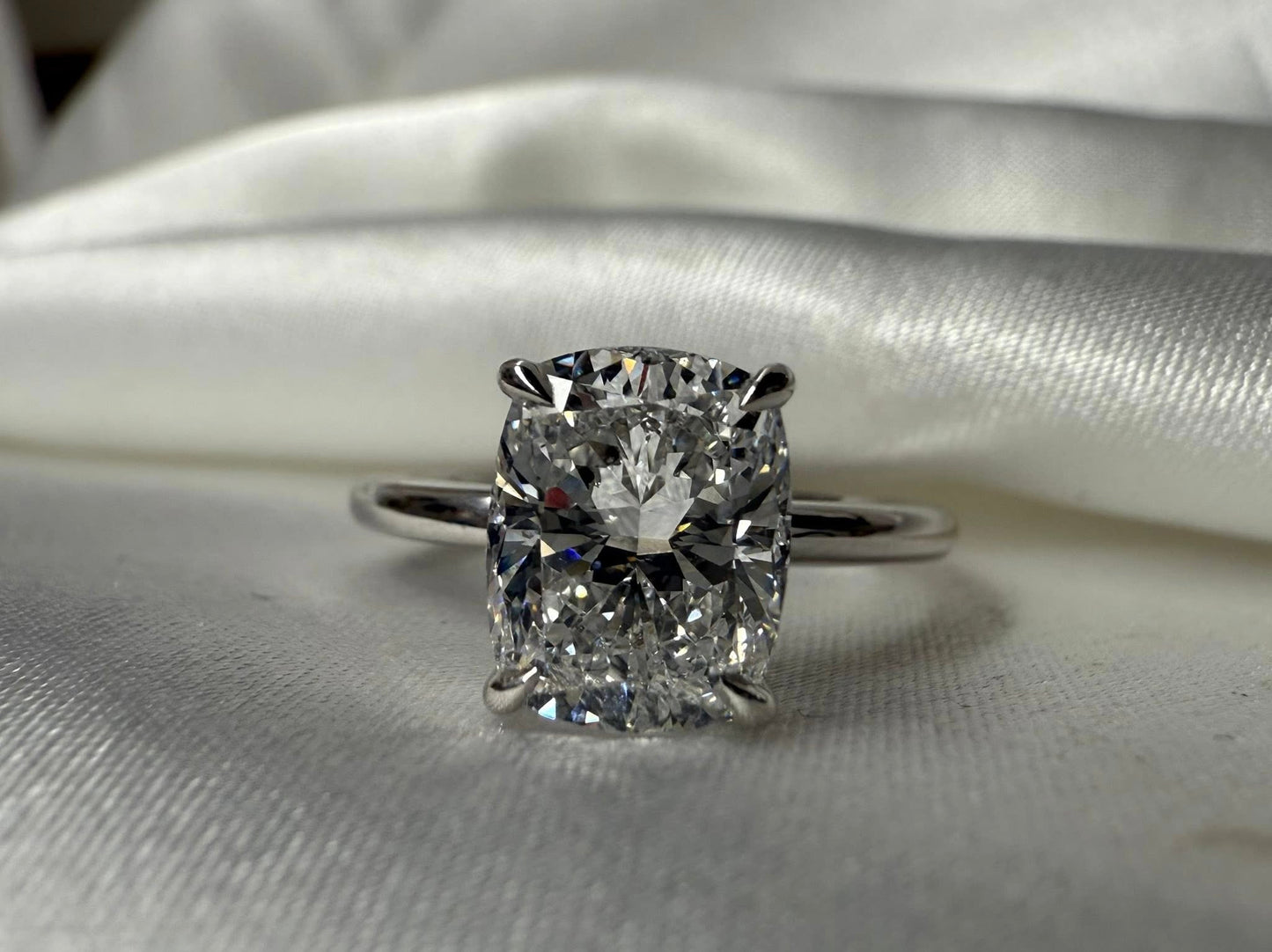 14KW 2.08ct Cushion Cut with Hidden Halo Lab Grown Diamond
