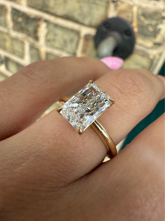14KY 2.09ct Radiant Cut Lab Grown Diamond Engagement Ring