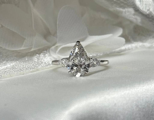 14KW Diamond Engagement Ring featuring a 2.43ct Pear lab grown diamond