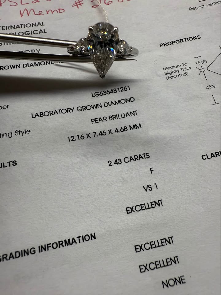 14KW 3-Stone Pear Diamond Engagement Ring