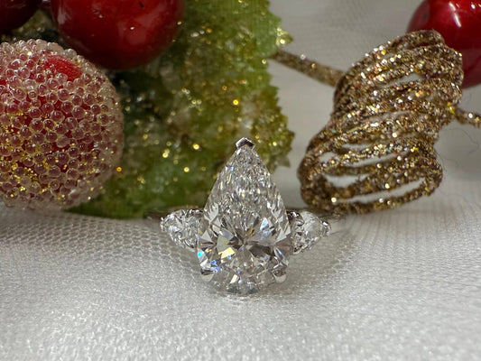 14KW 3-Stone Pear Diamond Engagement Ring