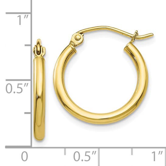 10KY Polished 2mm Hoop Earrings