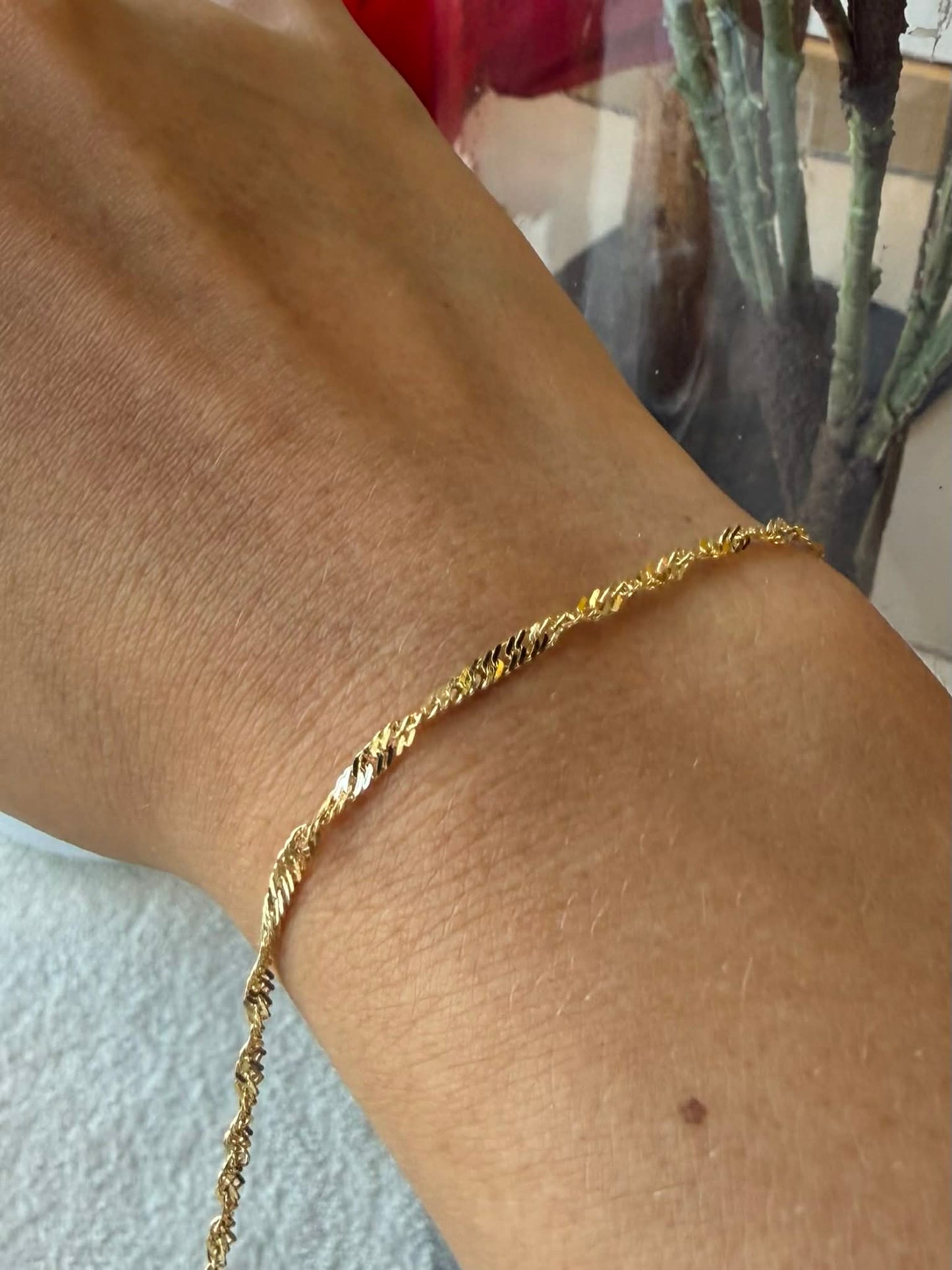 10KY 7in 2.2mm Singapore Bracelet