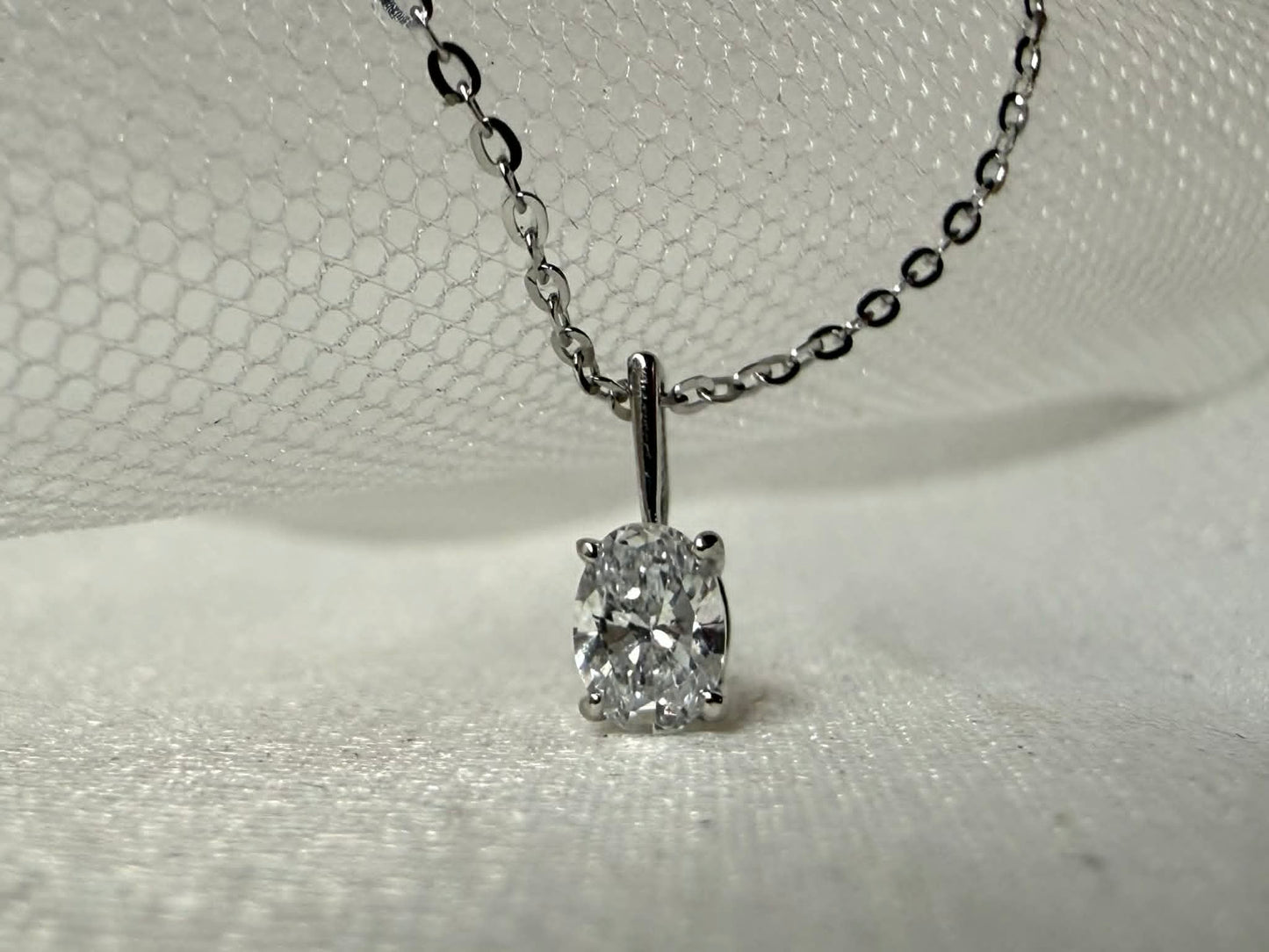 SS 0.25ctw Oval Lab grown Diamond Pendant Necklace
