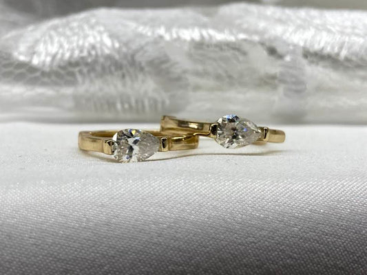 14KY Moissanite Pear Cut Hoops